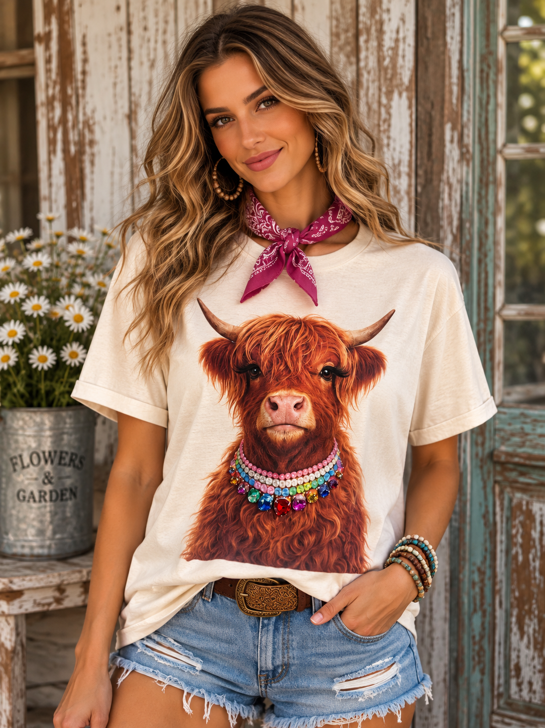 Jeweled Highland Cow Graphic Tee
