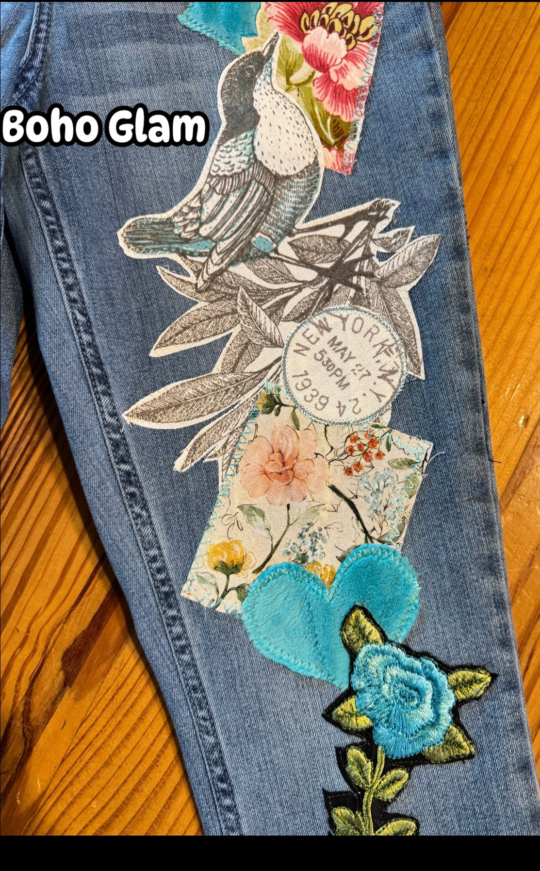 Boho Bloom Patched Denim Jeans SOLD