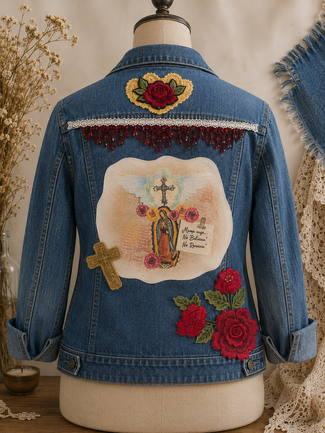 Sacred Rose #004-RB Premium DIY Western Patch & Upcycling Kit