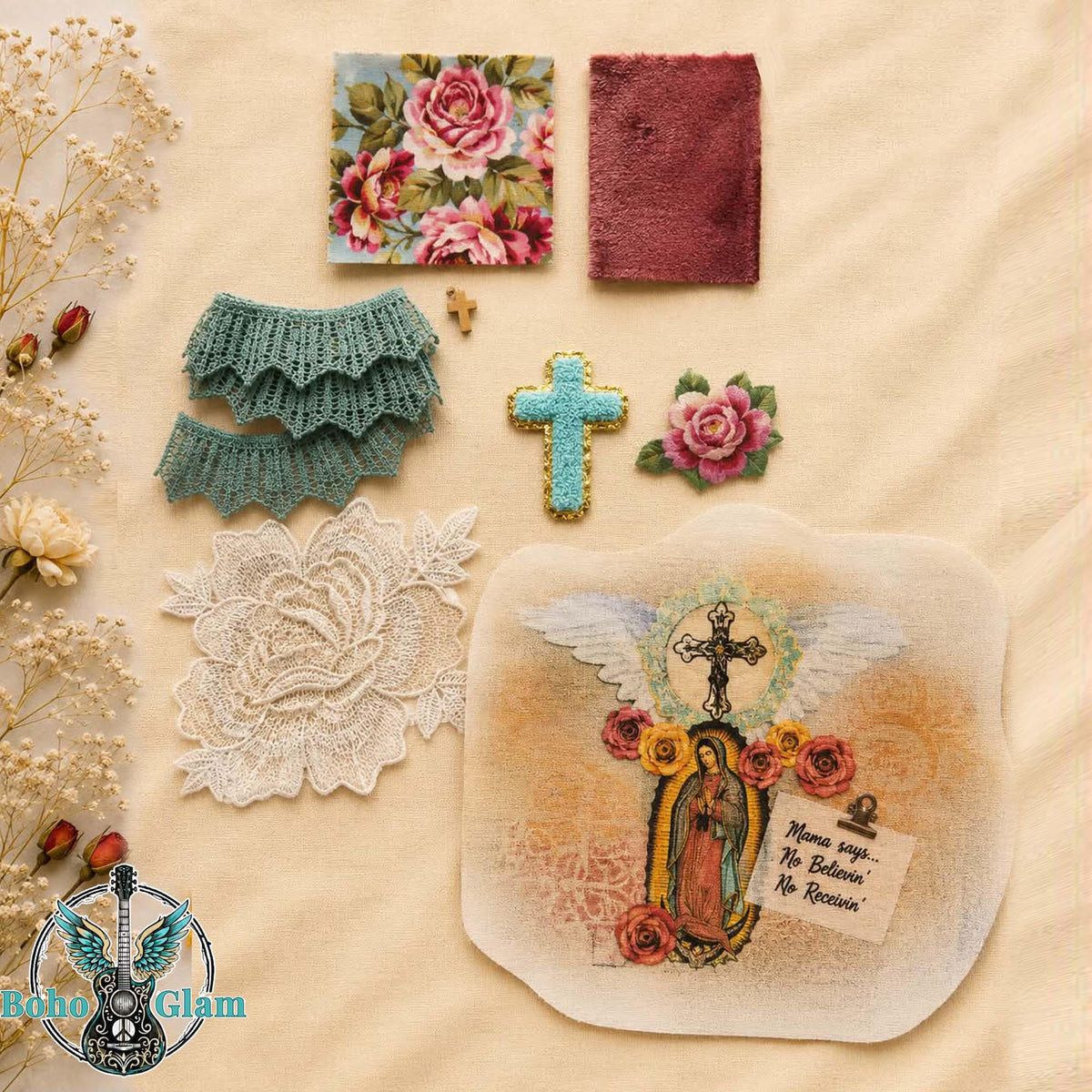 Sacred Rose #004-SF Premium DIY Western Patch & Upcycling Kit