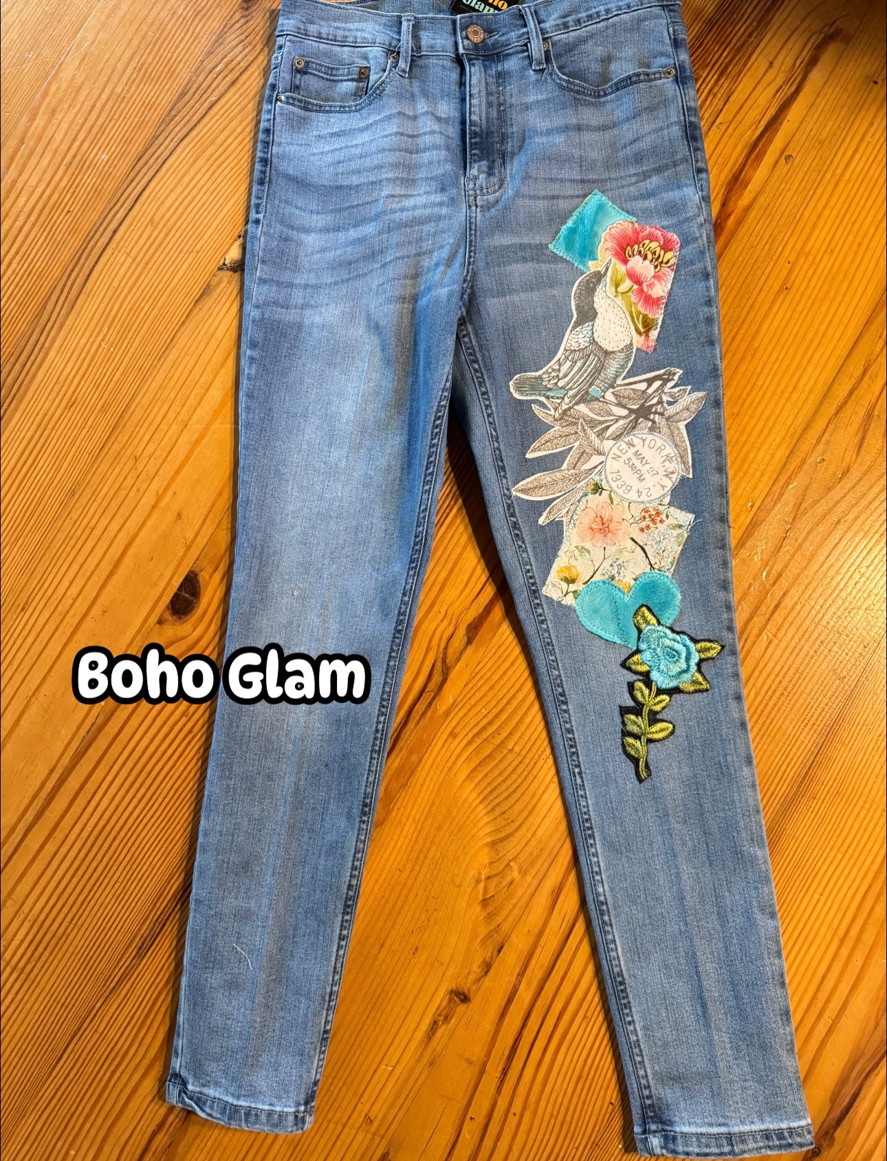 Boho Bloom Patched Denim Jeans SOLD