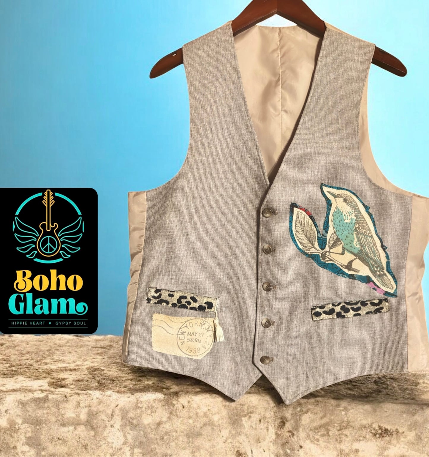 Vintage Bird Tweed Art Vest – One of a Kind