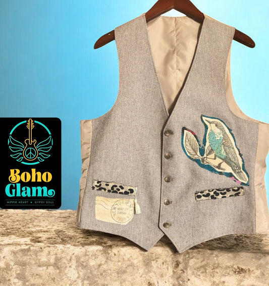 Vintage Bird Tweed Art Vest – One of a Kind