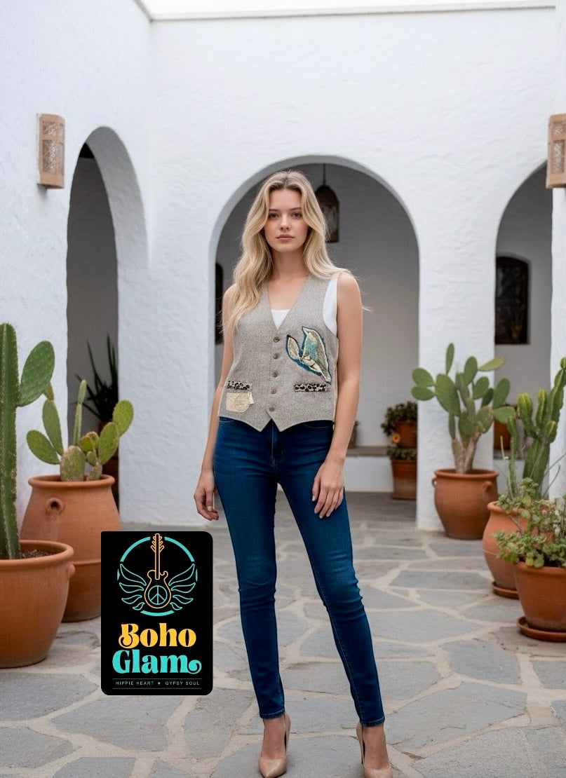 Vintage Bird Tweed Art Vest – One of a Kind