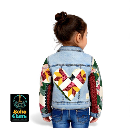 Vintage Quilt Heart Denim Jacket – Kids 6/7 (One-of-a-Kind)