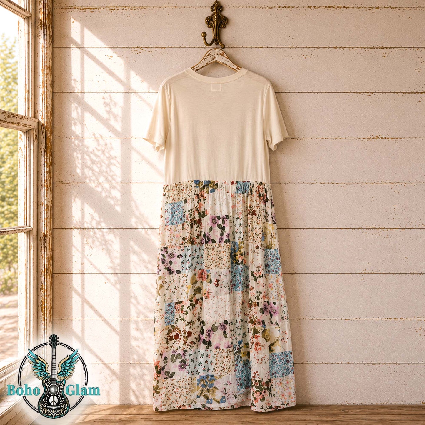 Nashville Patchwork Tee Shirt Dress Upcycled OOAK