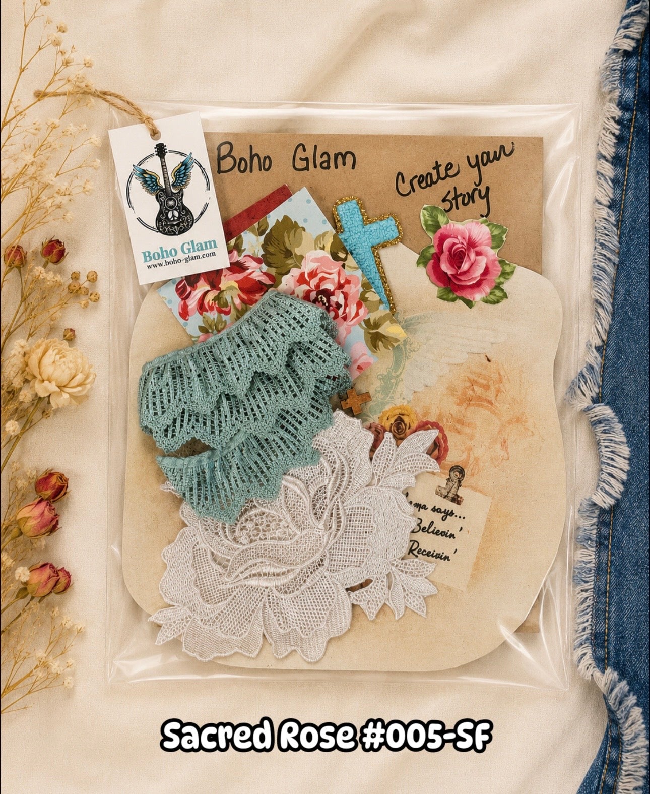 Sacred Rose #004-SF Premium DIY Western Patch & Upcycling Kit