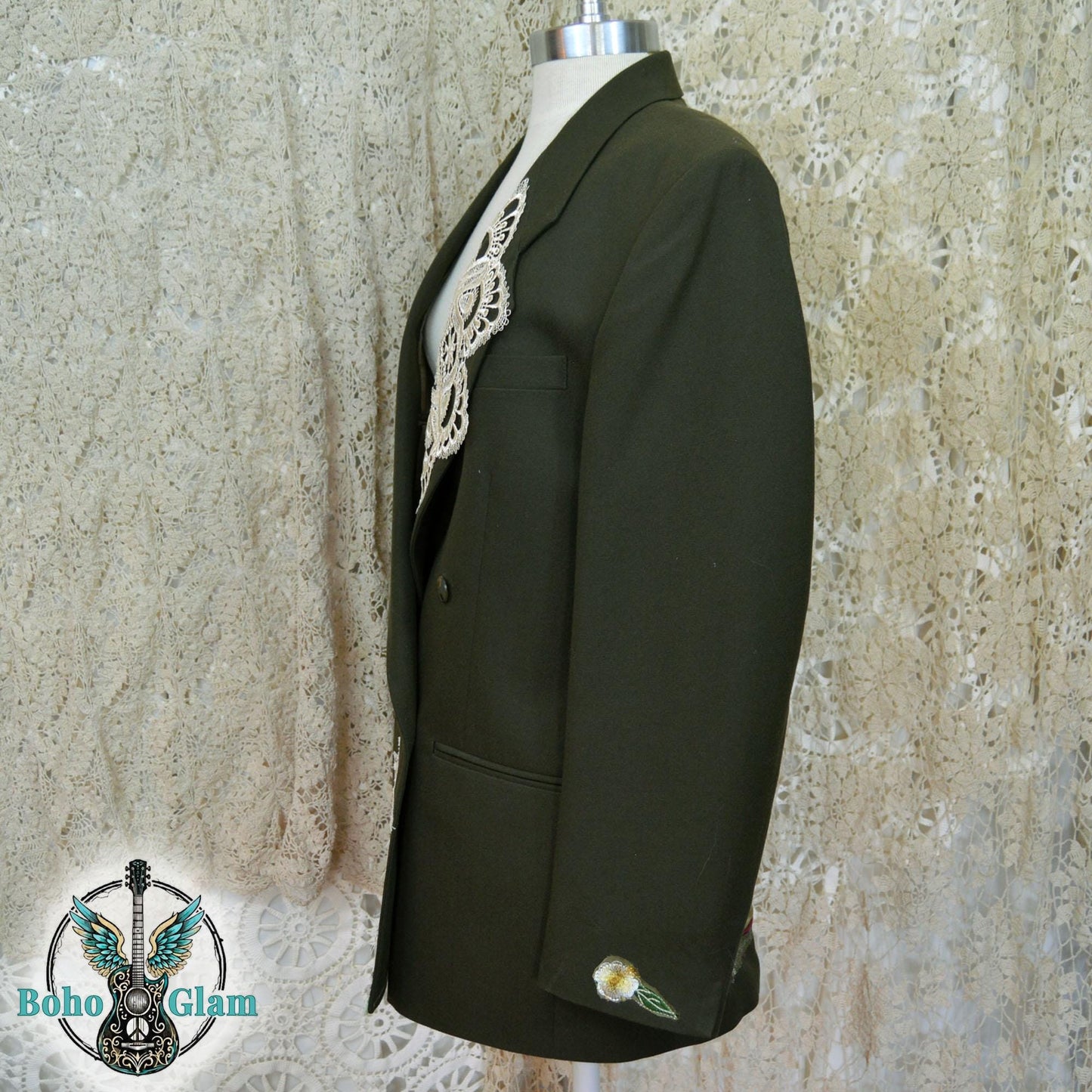 Upcycled Asian Tapestry Blazer, Embroidered Boho Statement Jacket, Wearable Art