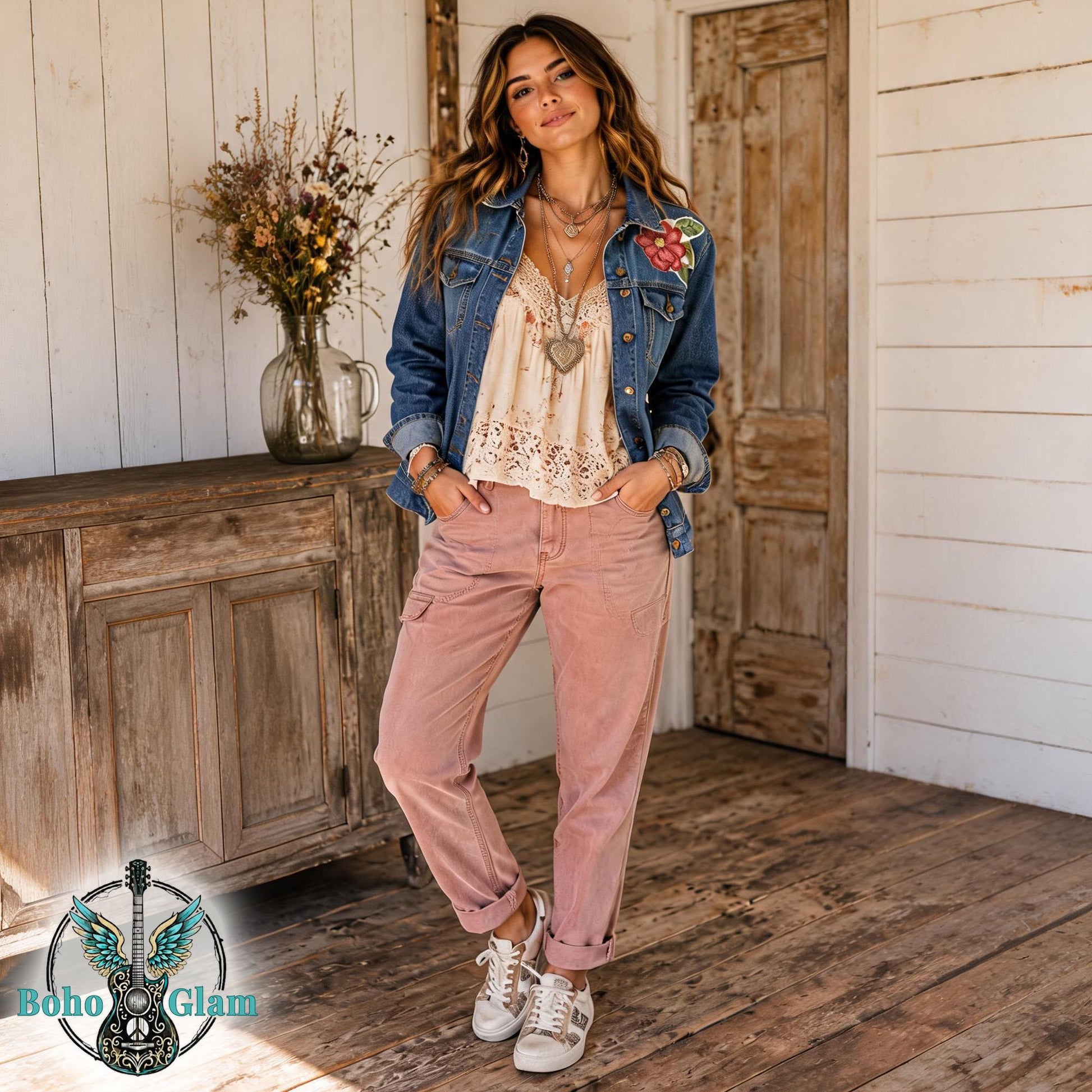 Embroidered Floral Denim Jacket, XL, Upcycled Boho Jean Jacket, Statement Back