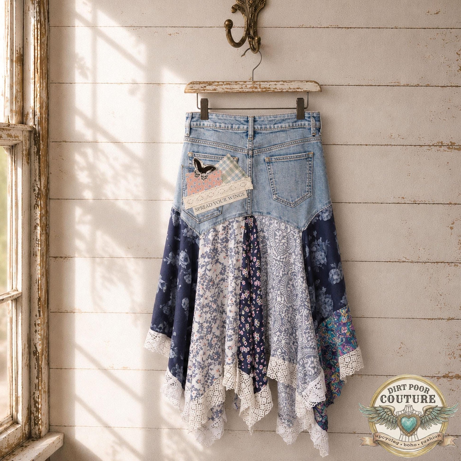Custom Scrappy Patchwork Skirt | One-of-a-Kind Boho Hi Low Maxi Skirt | Made to Order