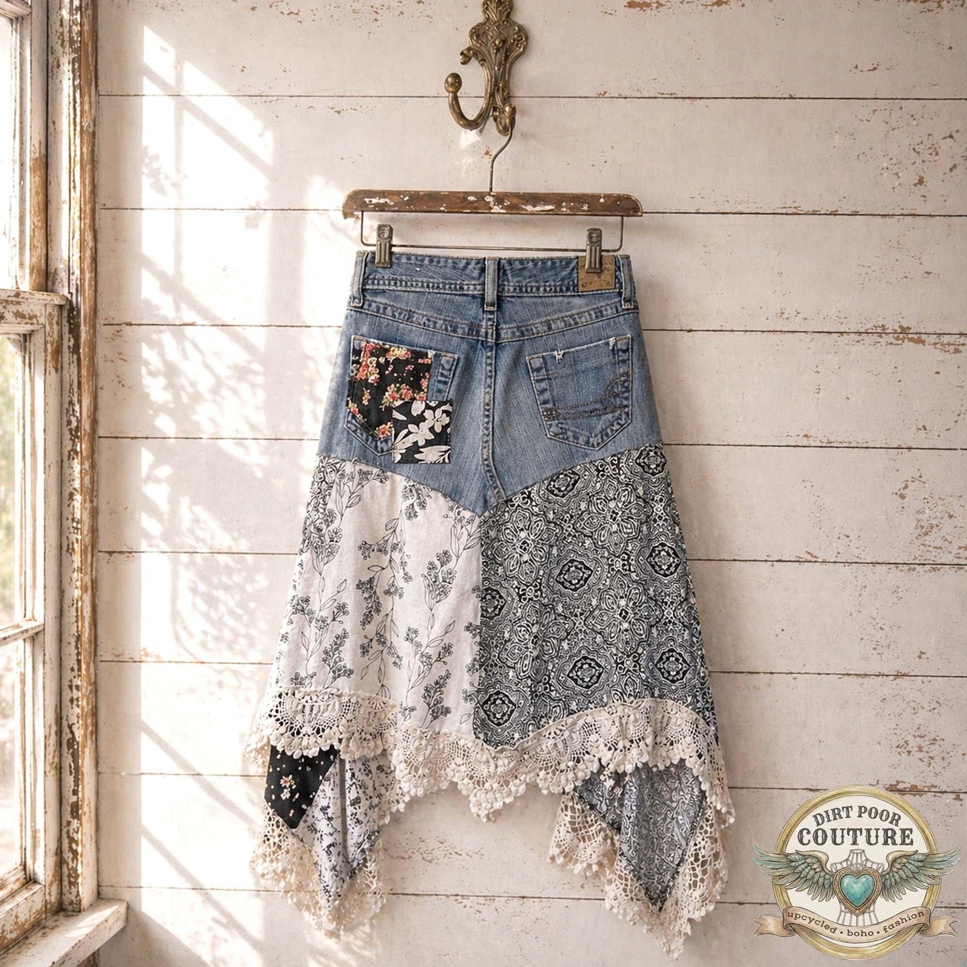 Custom Scrappy Patchwork Skirt | One-of-a-Kind Boho Hi Low Maxi Skirt | Made to Order