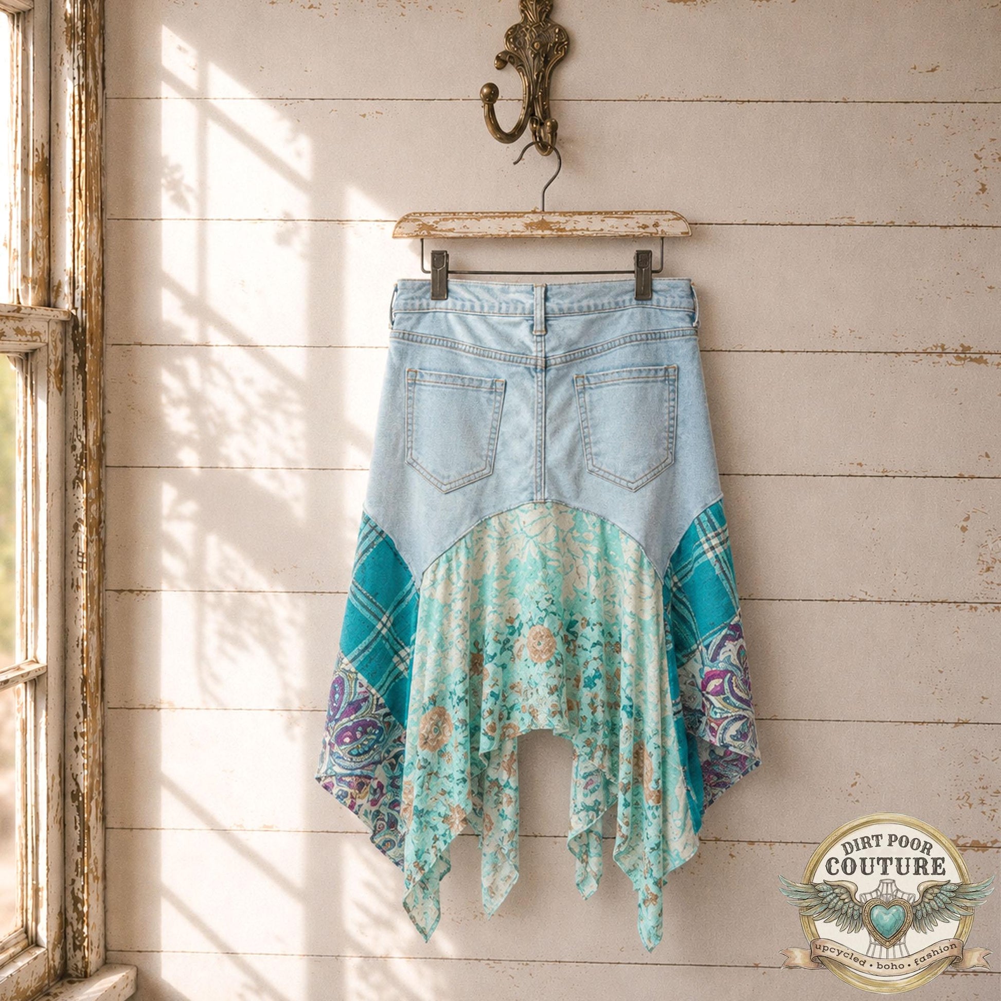 Custom Scrappy Patchwork Skirt | One-of-a-Kind Boho Hi Low Maxi Skirt | Made to Order