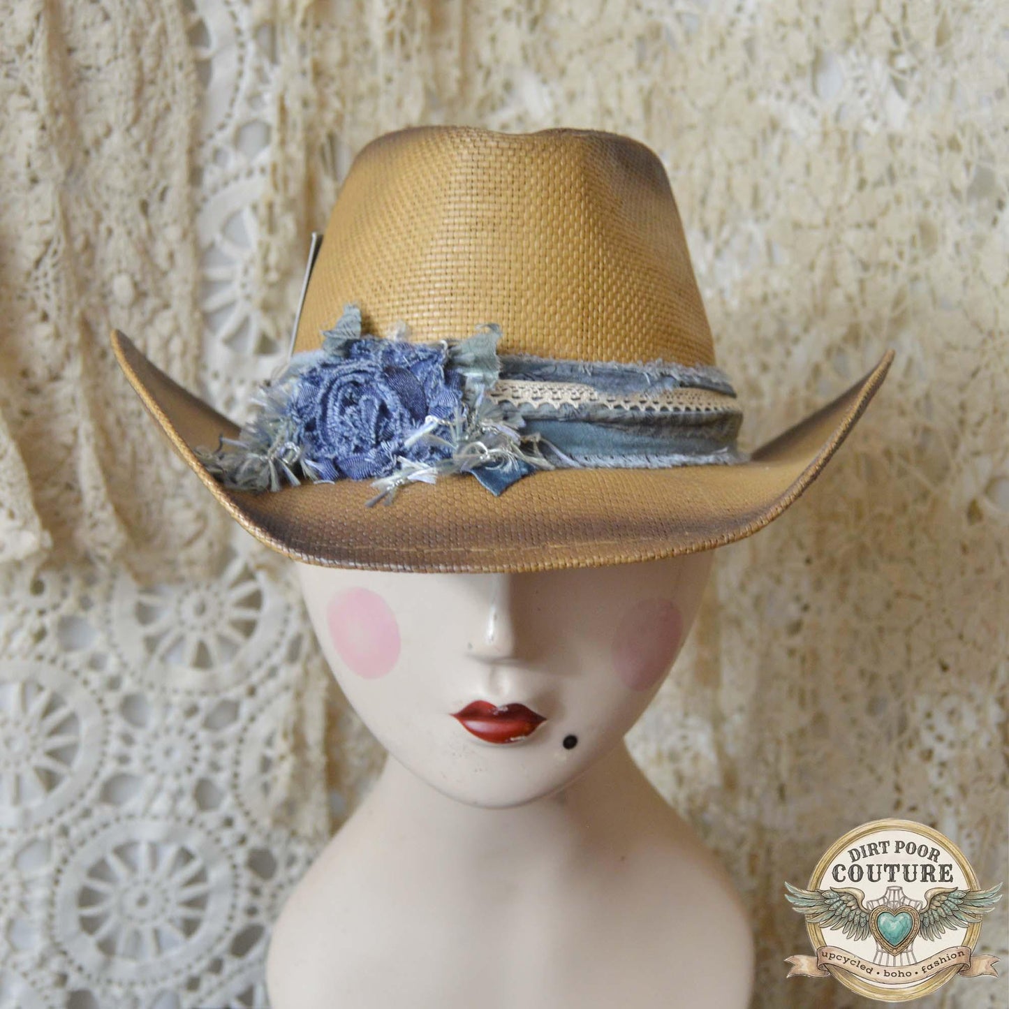 Boho Cowgirl Hat for Women, Distressed Western Hat, One of a Kind Sari Silk Cowboy Hat, Festival Fashion, Willow