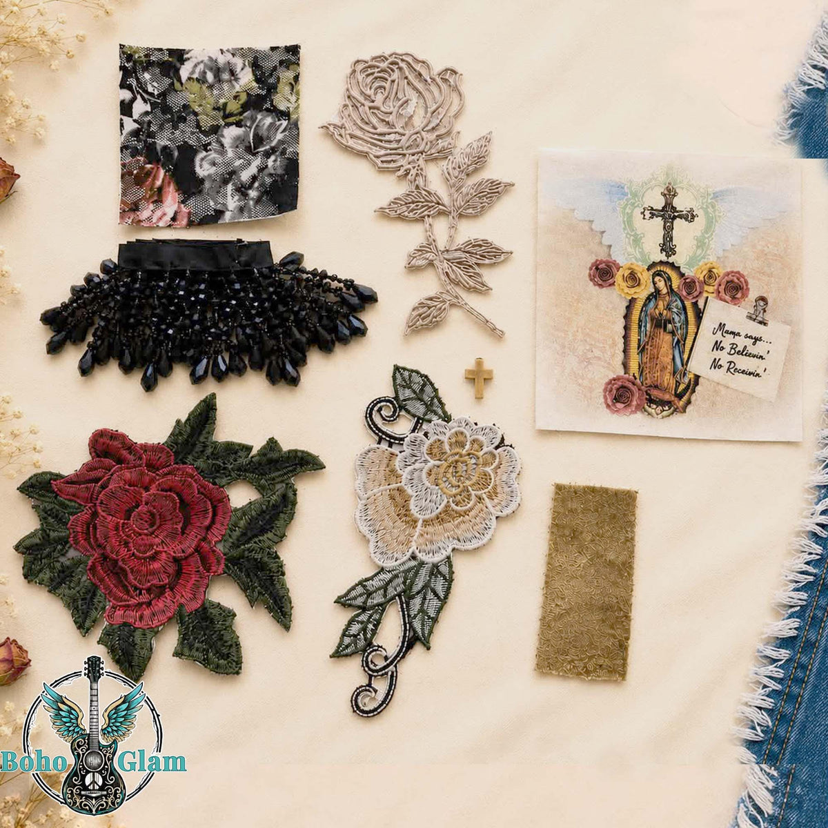 Sacred Rose #004-BB Premium DIY Western Patch & Upcycling Kit