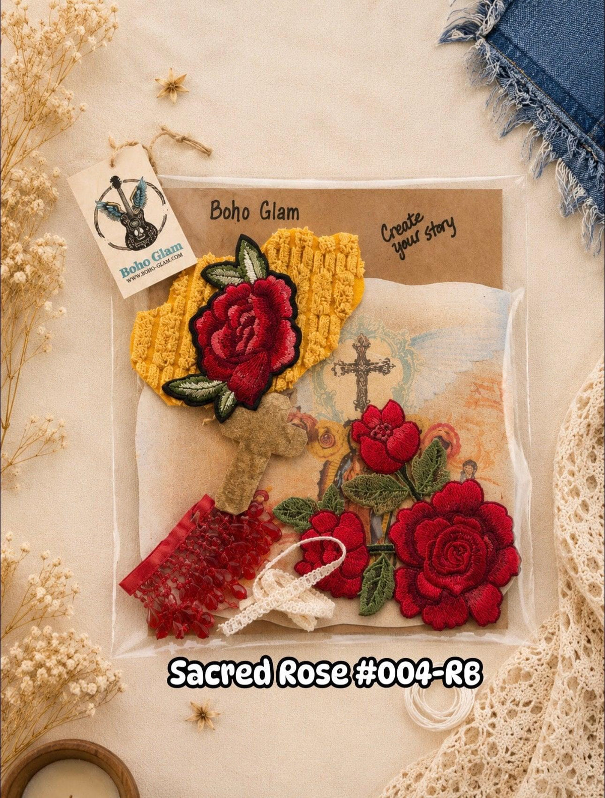 Sacred Rose #004-RB Premium DIY Western Patch & Upcycling Kit