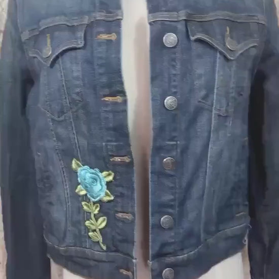Upcycled Love Jesus Denim Jacket Medium, Sacred Heart Fringe Boho