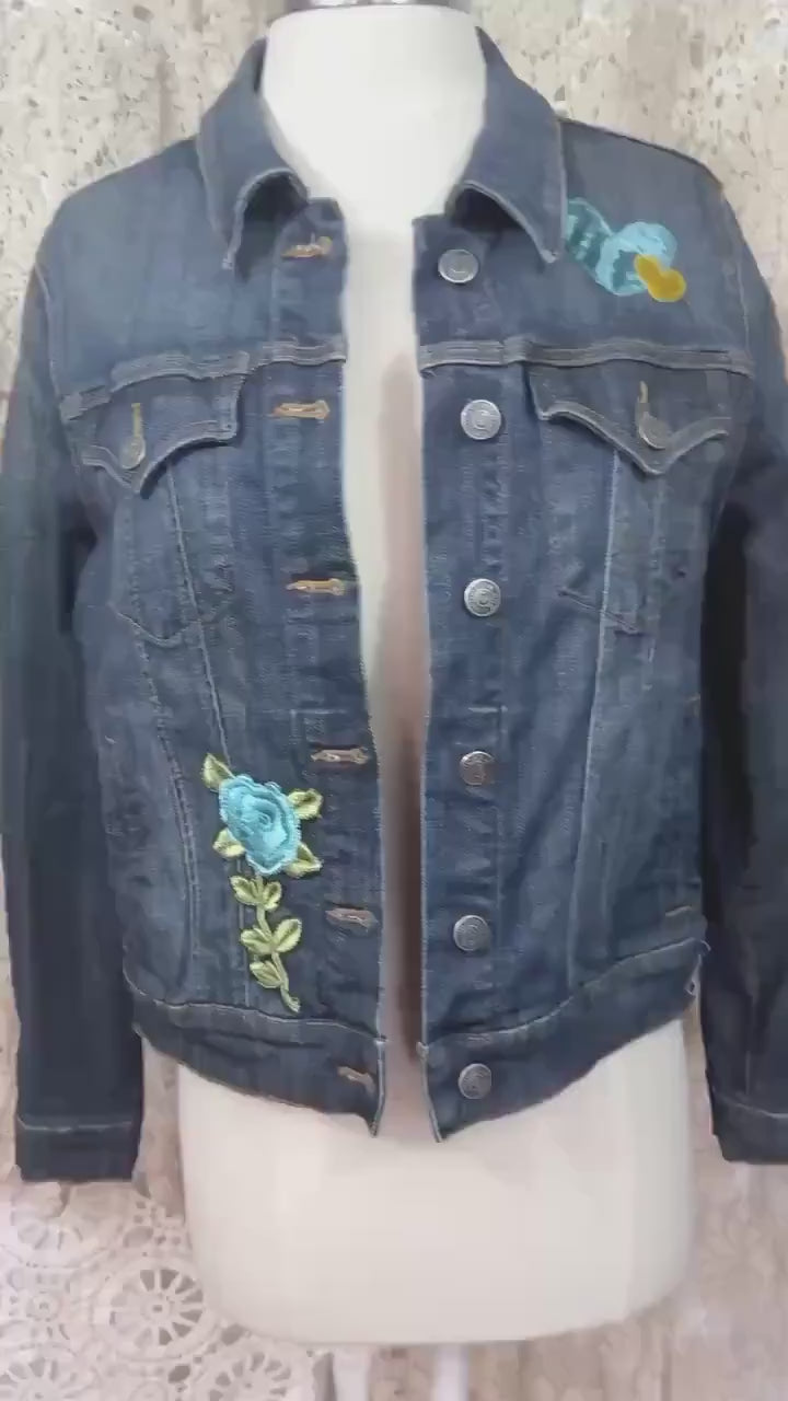 Upcycled Love Jesus Denim Jacket Medium, Sacred Heart Fringe Boho
